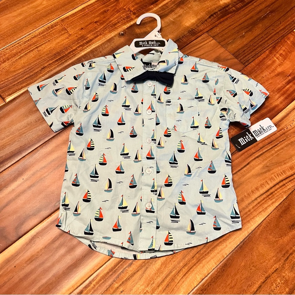 Toddler boy mick and Mack sailboat button up shirt. New! Size 2t